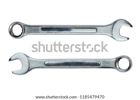 Wrench metal spanner spanner isolated on white background.