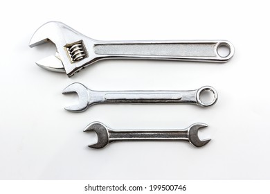 Wrench Spanners Tools On White Background. 