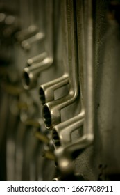 Wrenches sorted on a stand