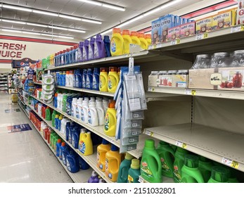 WRENS, UNITED STATES - Jan 10, 2022: A Selective Focus Shot Of Cleaning Aisle In A Retail Store With Some Empty Sections