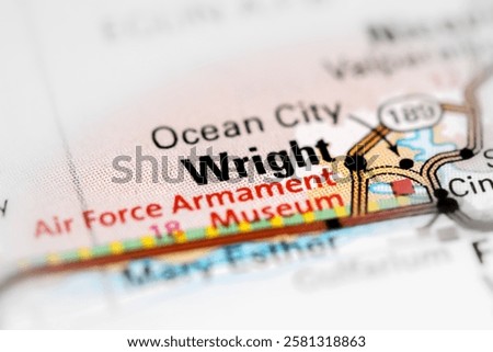 Wright. Florida. USA on a map