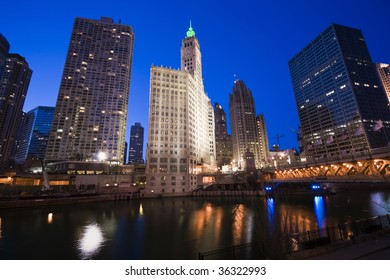 Wrigley Building By Chicago River.