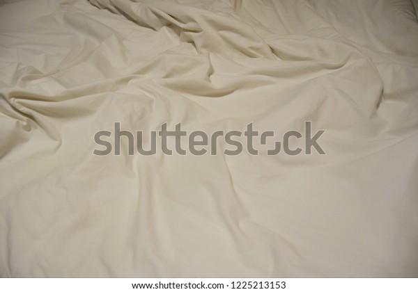 Wrinkle Duvet After Girl Wakes Bed Royalty Free Stock Image