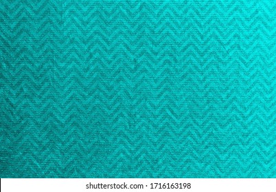 Wrinkled Bright Turquoise Silver Fabric. Texture Background For Design.