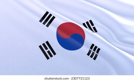 a wrinkled and creased silken South Korea flag waving in the wind - Powered by Shutterstock