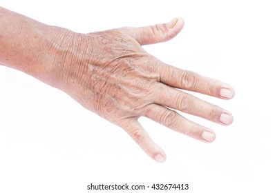 Wrinkled on old woman hand skin, healthy and beauty concept