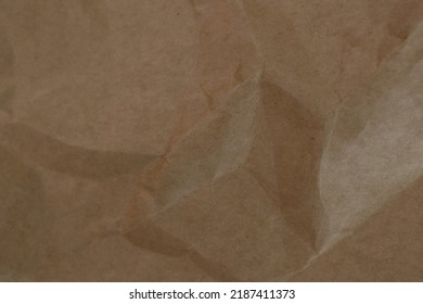 Wrinkled Paper Bag Close Up Texture Background. High Quality