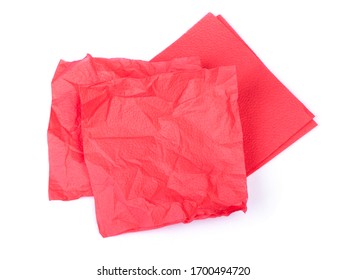 Wrinkled Paper Napkin Isolated On White Background