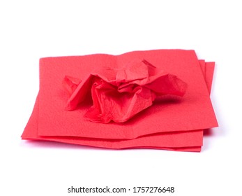 Wrinkled Paper Napkin Isolated On White Background