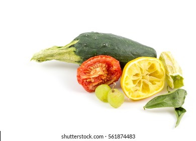 Wrinkled Peel Of Vegetable Isolated White Background.