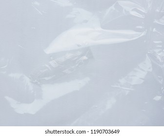 Wrinkled Transparent Plastic Background . Crumpled Wrap Bag Texture