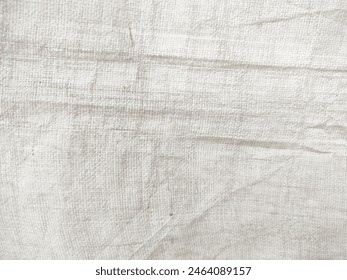 wrinkled white mat thread background. close up of clean linen texture - material sample. white abstract