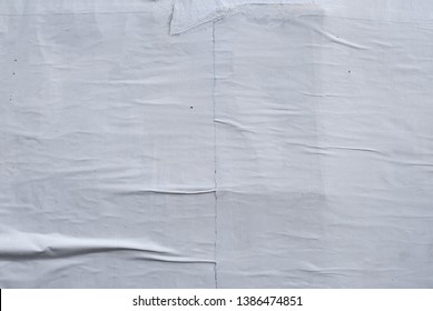 Wrinkled White Paper Glued On Wall Background Texture