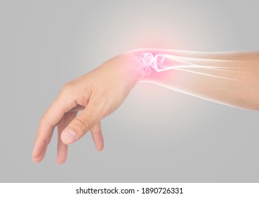 wrist bones injury gray background wrist pain - Shutterstock ID 1890726331