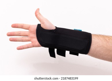 Wrist Brace On A Broken Or Sprained Wrist On White Background