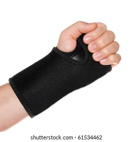 Wrist Support With Hand Isolated On White.