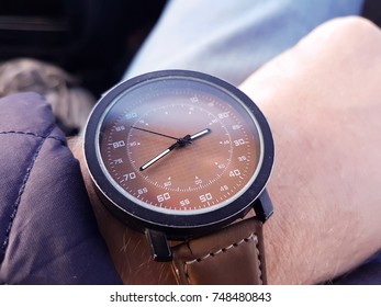 Wrist Watch On Wrist Of Young Man / Wrist Watch, Close Up