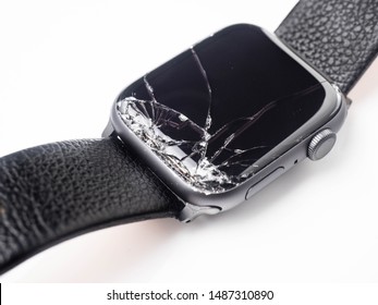 A Wrist Watch Smartwatch With Broken Glass 