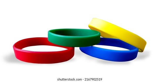 wristband silicon or silicon wristband in multicolour isolated in white background