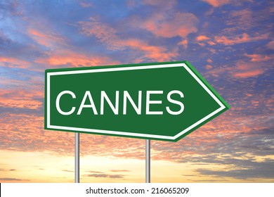 Write A Cannes Road Sign Green