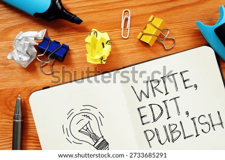 Write, Edit, Publish Workflow. Content Creation Process, Writing, Editing and Publishing for Digital Media, Blogging and Online Communication