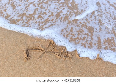 Write fail on the sand beach.Failed concept.