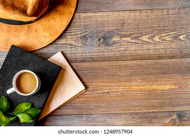 writier tools in profession concept on wooden background top vie