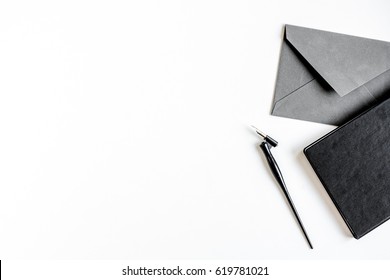 writier tools in profession concept on white background top view mock-up