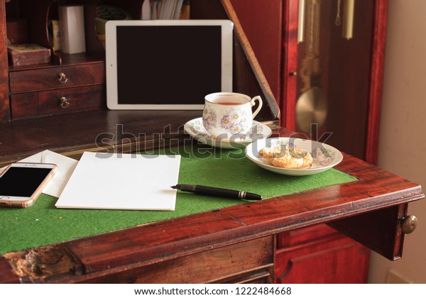 Writing Desk Mixture Old Fashioned Modern Stock Photo Edit Now