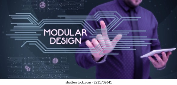 Writing Displaying Text Modular Design. Internet Concept Using Technology As A Tool For Learning And Developing