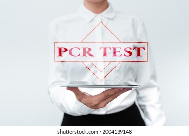 Writing Displaying Text Pcr Test. Business Showcase Qualitative Detection Of Viral Genome Within The Short Seqeunce Of DNA Presenting New Technology Ideas Discussing Technological Improvement