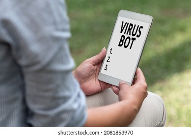 Writing Displaying Text Virus Bot. Business Approach Malicious Selfpropagating Malware Designed To Infect A Host Online Jobs And Working Remotely Connecting People Together