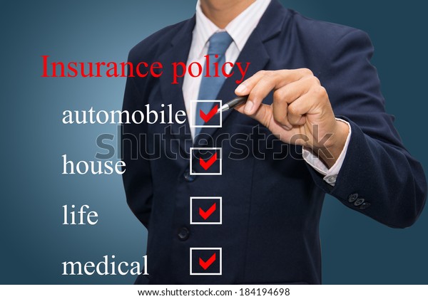 Writing life insurance\
policy concept.