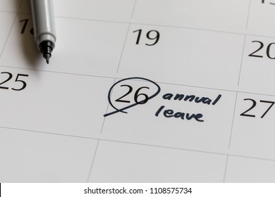 writing on calendar annual leave - Shutterstock ID 1108575734