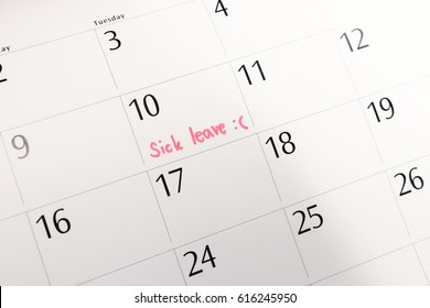 Writing On Calendar Sick Leave