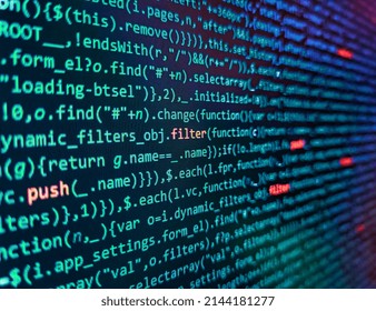 Writing Programming Code On Laptop. Computer Code On Laptop (web Developing). Abstract Information Digital Technology Modern Background. Software Developer Programming Code