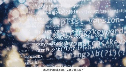 Writing programming functions on laptop. Big data and Internet of things trend. Software development. Internet security hacke