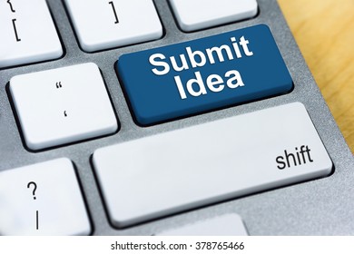 Written Word Submit Idea On Blue Keyboard Button. Online Submission Concept