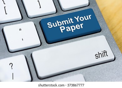 Written Word Submit Your Paper On Blue Keyboard Button. Online Submission Concept