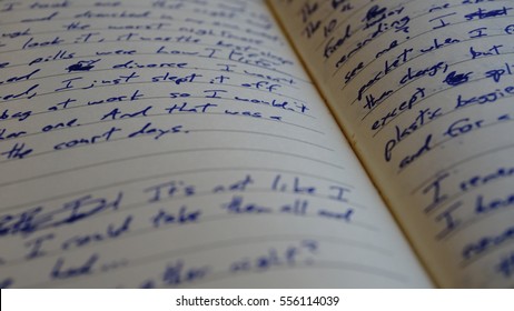 Written Words In A Notebook