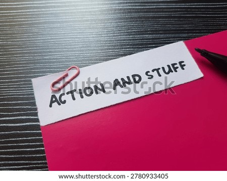 The writting action and stuff on table background. 