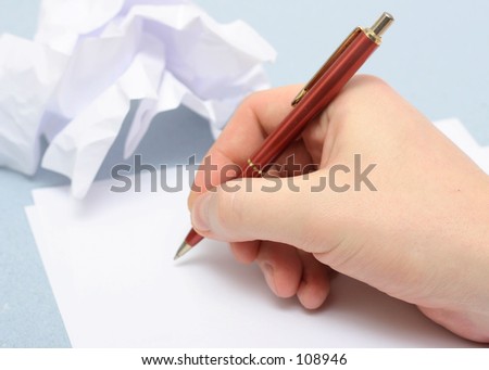 Writting on empty sheet of paper