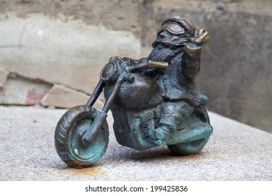 Wroclaw Dwarf On Motorcycle.