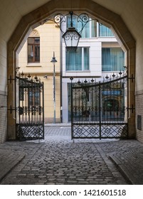 Wroclaw, Lower Silesia, Poland - April 25, 2019: View From  The Renovated White Stark Synagogue Entrance Gate On Wlodkowica Street In Old Town Of Wroclaw