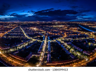 Wroclaw At Night Panorama Aerial View
