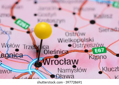 Wroclaw Pinned On A Map Of Poland
