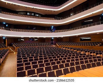 Wroclaw, Poland, 07 July 2021 - Contemporary Concert Music Hall, Empty Hall, No People. Wroclaw, National Forum Of Music