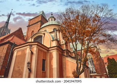 Wroclaw, Poland. Cathedral John The Baptist. Autumn In Old Town Europe.