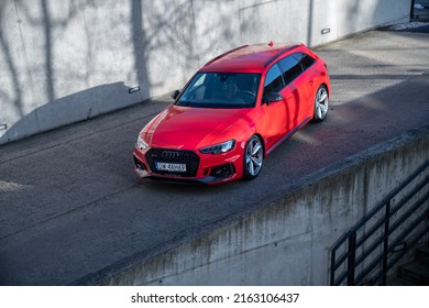 Wroclaw, Poland - February 21, 2021: Fast German Family Car Audi Quattro RS4