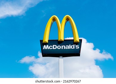 Wroclaw, Poland - JAN 01, 2022: McDonald's Restaurant Logo On Sign.